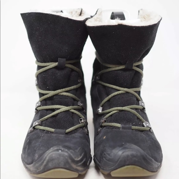 Merrell Black Leather Fur Line Winter Snow Boots Women Sz 5 - Picture 6 of 12